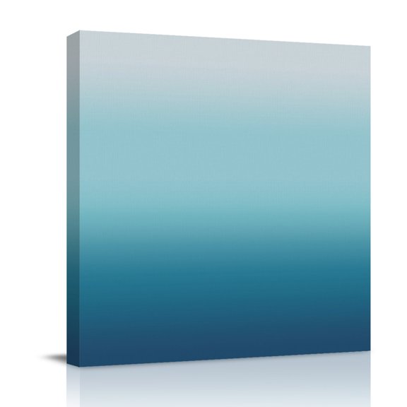 Canvas Wall Art, Navy Blue Ombre Framed Canvas Prints for Bedroom Office, Teal White Gradient Modern Abstract Art Large Gallery Wrapped Wall Decor for Home Office, Gifts, 16"x16" Ship Next Day
