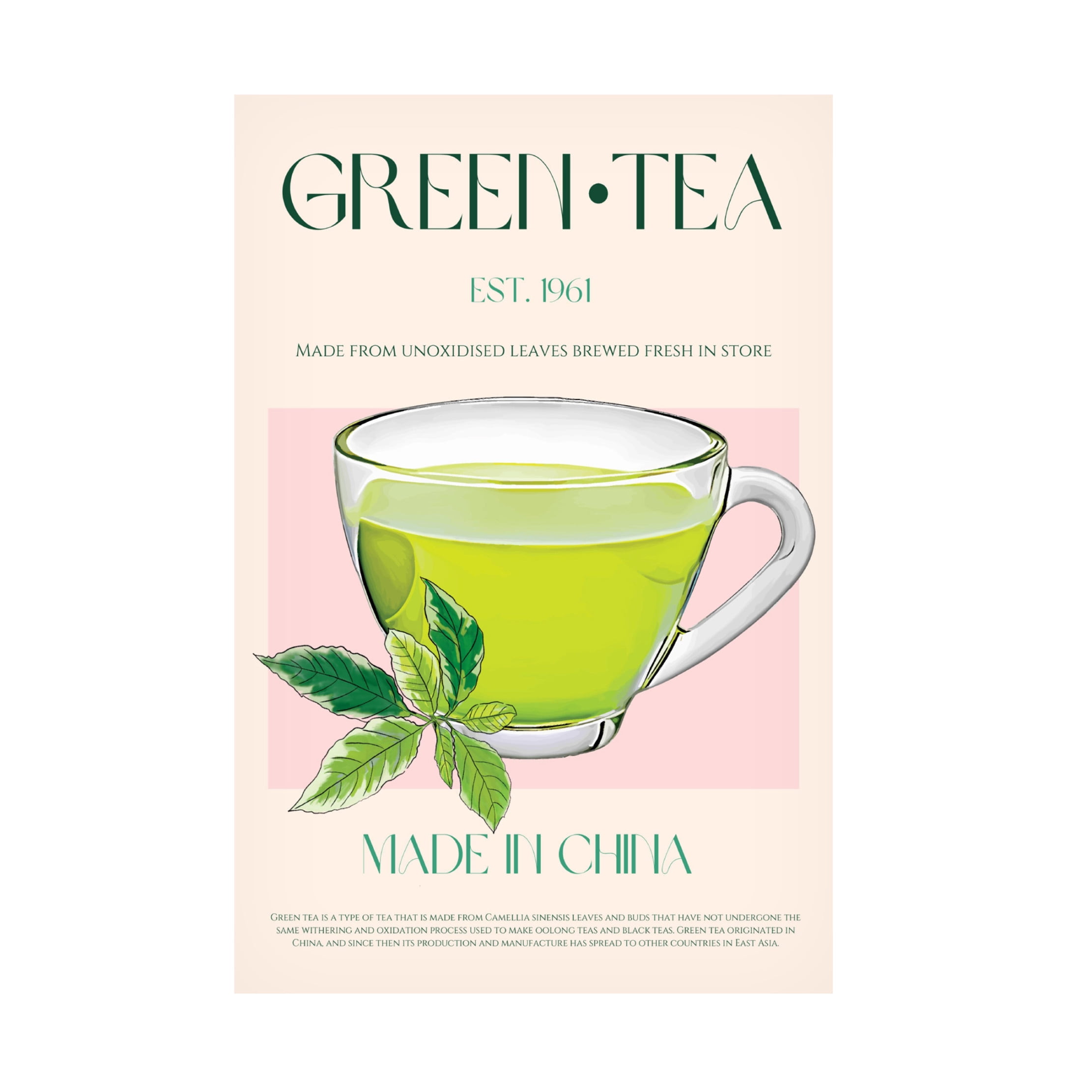 Canvas Wall Art - Nazma Khokhar 'Green Tea' Wall Art for Living Room, Bedroom, or Office D?cor by Trademark Fine Art - 22 x 32 Inches