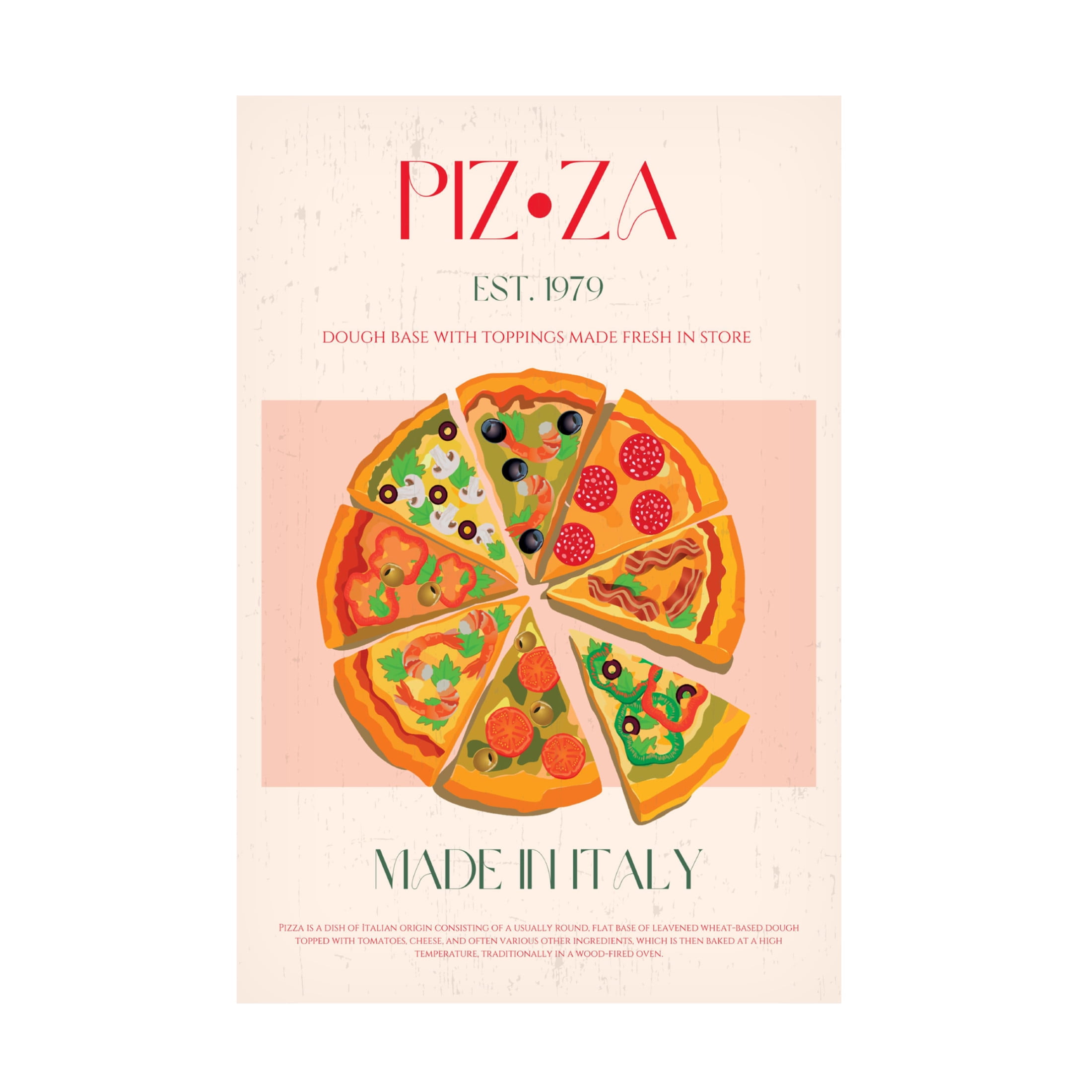Canvas Wall Art - Nazma Khokhar 'Pizza' Wall Art for Living Room, Bedroom, or Office D?cor by Trademark Fine Art - 16 x 24 Inches