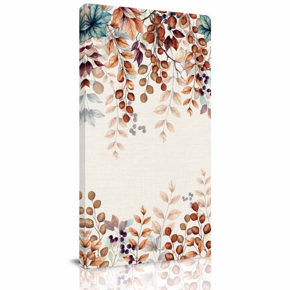 Canvas Wall Art, Orange Eucalyptus Leaves Framed Canvas Prints for Living Room Hallway, Botanical Fall Rustic Beige Oversized Gallery Wrapped Wall Decor for Home Office, Gifts, 30"x60" Ship Next Day