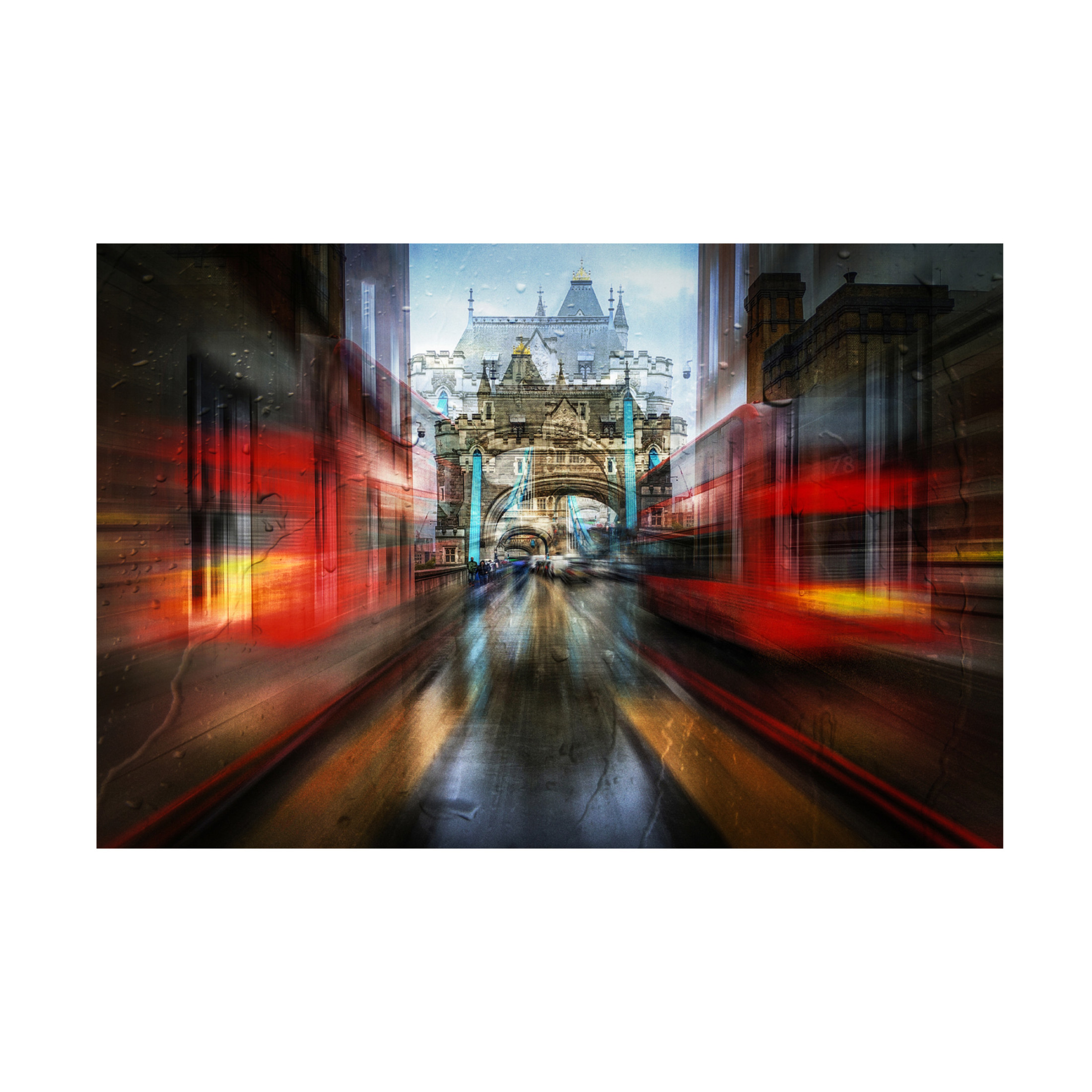 Canvas Wall Art - Orkidea W. 'The Red Bus' Wall Art for Living Room, Bedroom, or Office Décor by Trademark Fine Art - 32 x 22 Inches