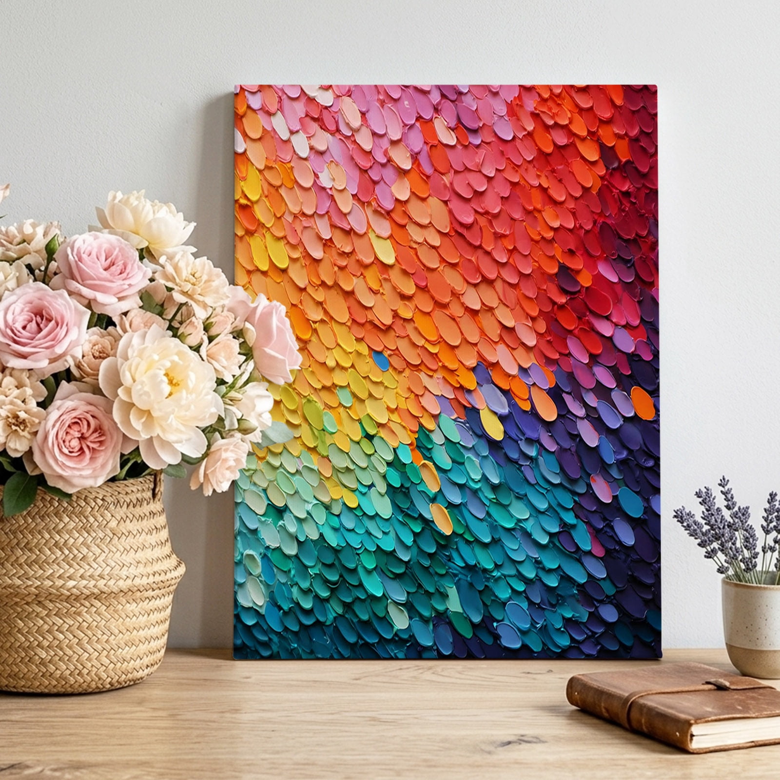 -Texture Art／30cm サークル N.キャンバスボード c Canvas Wall Art Overlapping Scales Canvas Art Print Abstract
