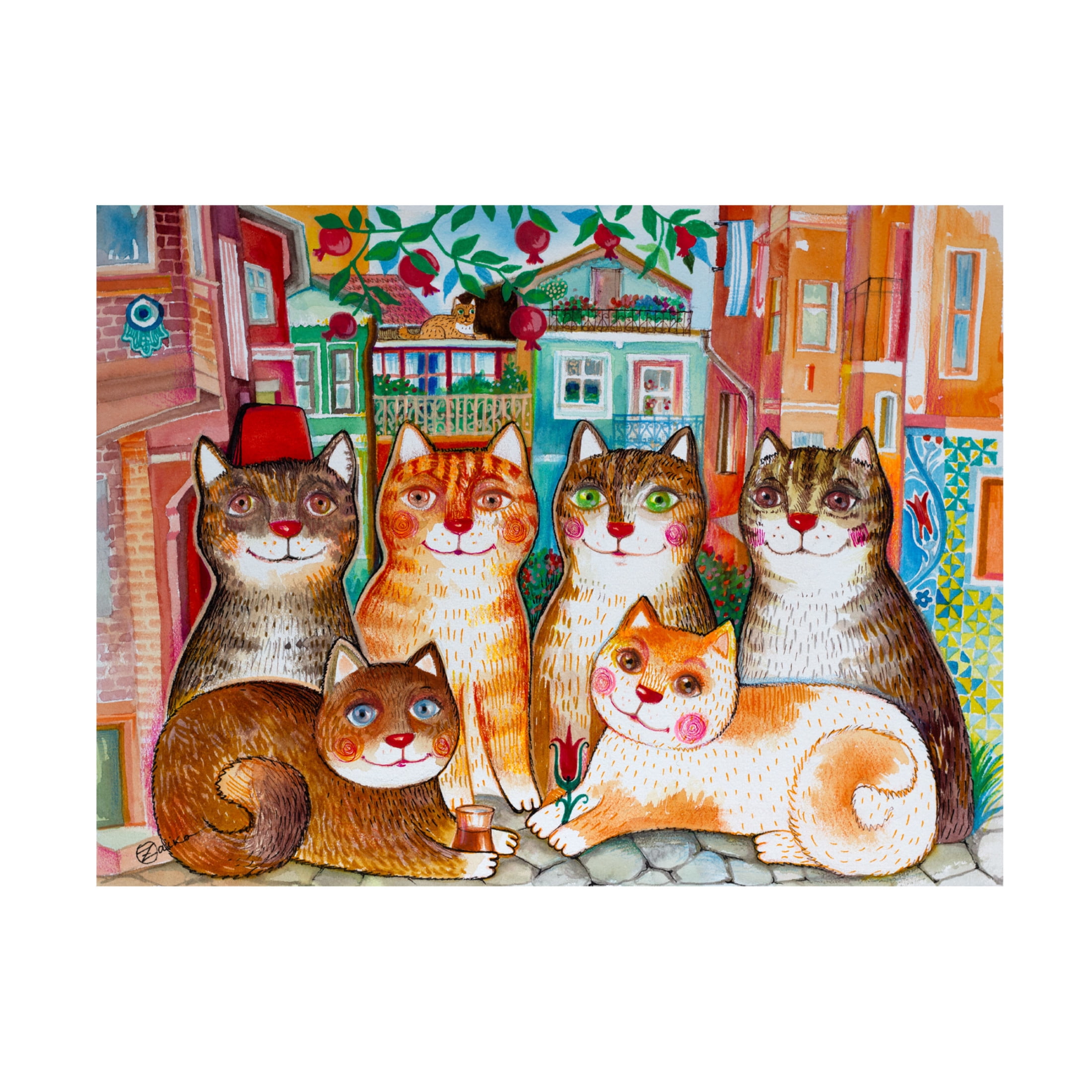 Canvas Wall Art - Oxana Zaika 'Cats Of Istanbul Turkey' Wall Art for Living Room, Bedroom, or Office Décor by Trademark Fine Art - 32 x 24 Inches