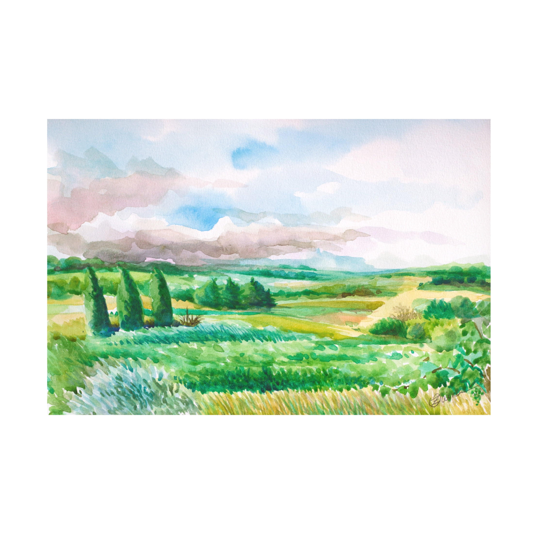 Canvas Wall Art - Oxana Zaika 'Vineyards France Occitanie' Wall Art for Living Room, Bedroom, or Office Décor by Trademark Fine Art - 32 x 22 Inches