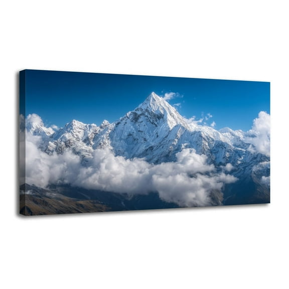 Canvas Wall Art Panorama beautiful Mount Ama Dablam Himalayas Nepal Wall Decor for Living Room Bathroom Bedroom Office 30" x 60" Art Paintings, Ready to Hang