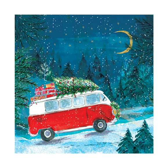 Canvas Wall Art - Paper Dove Co Ltd 'Forest Camper Van' Wall Art for Living Room, Bedroom, or Office Décor by Trademark Fine Art - 14 x 14 Inches