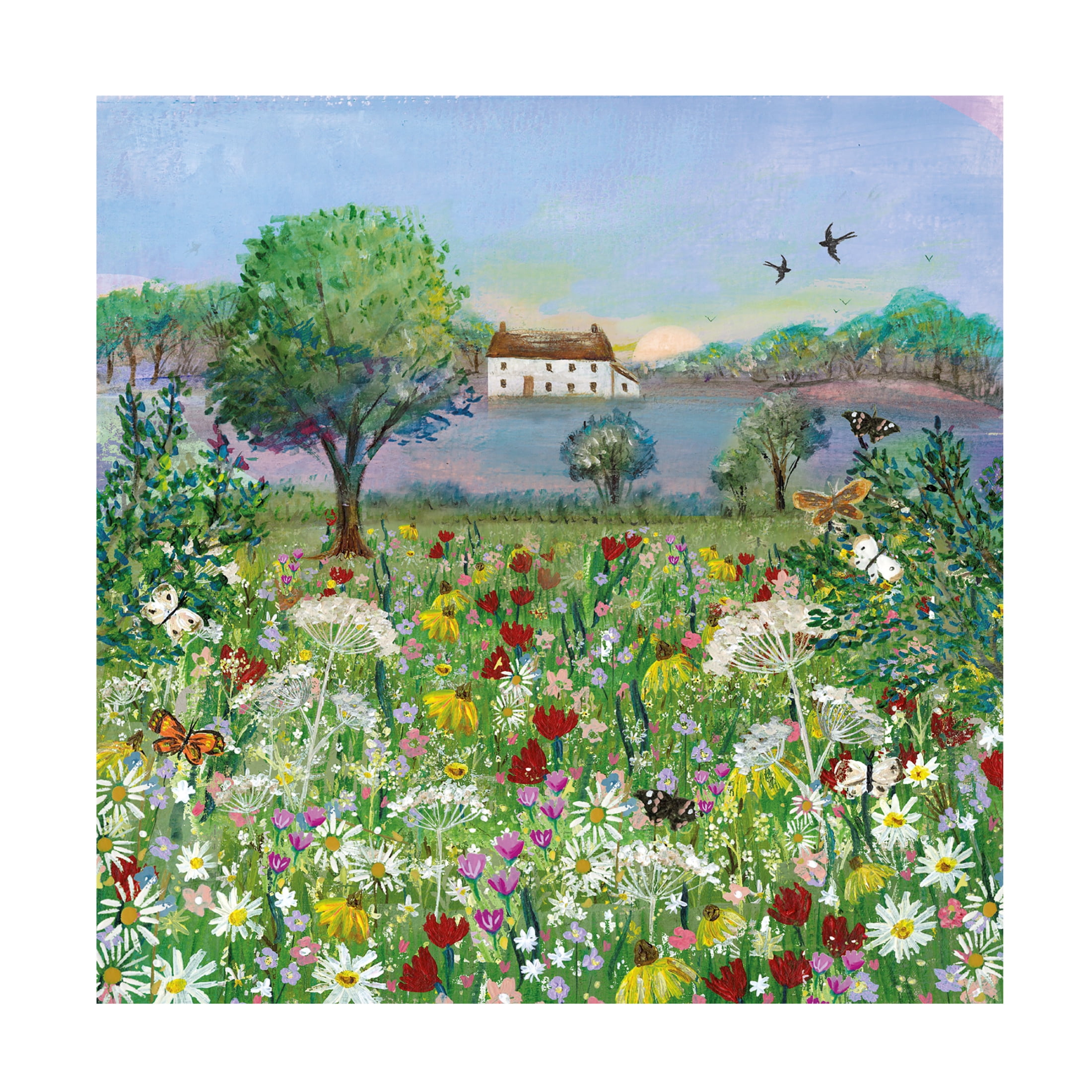 Canvas Wall Art - Paper Dove Co Ltd 'Pretty Meadow' Wall Art for Living Room, Bedroom, or Office Décor by Trademark Fine Art - 14 x 14 Inches