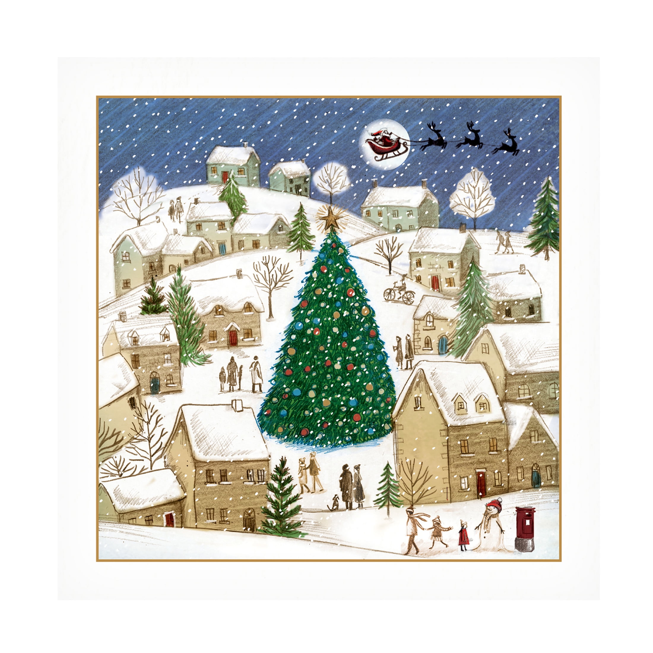 Canvas Wall Art - Paper Dove Co Ltd 'Sketchy Village Scene 23' Wall Art for Living Room, Bedroom, or Office Décor by Trademark Fine Art - 35 x 35 Inches