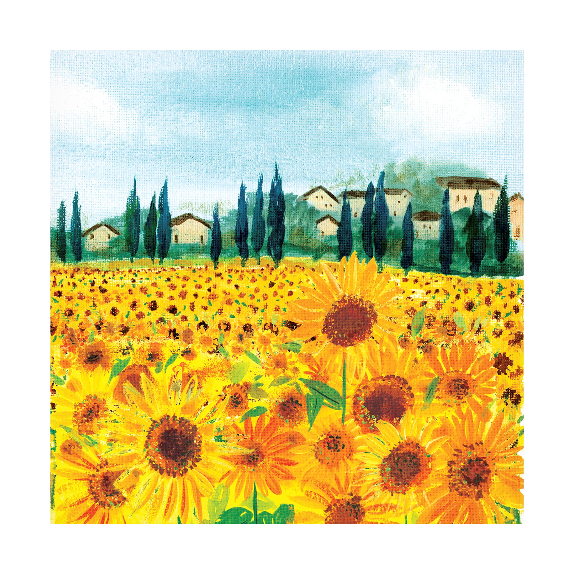 Canvas Wall Art - Paper Dove Co Ltd 'Sunflowers in Provence' Wall Art for Living Room, Bedroom, or Office Décor by Trademark Fine Art - 24 x 24 Inches