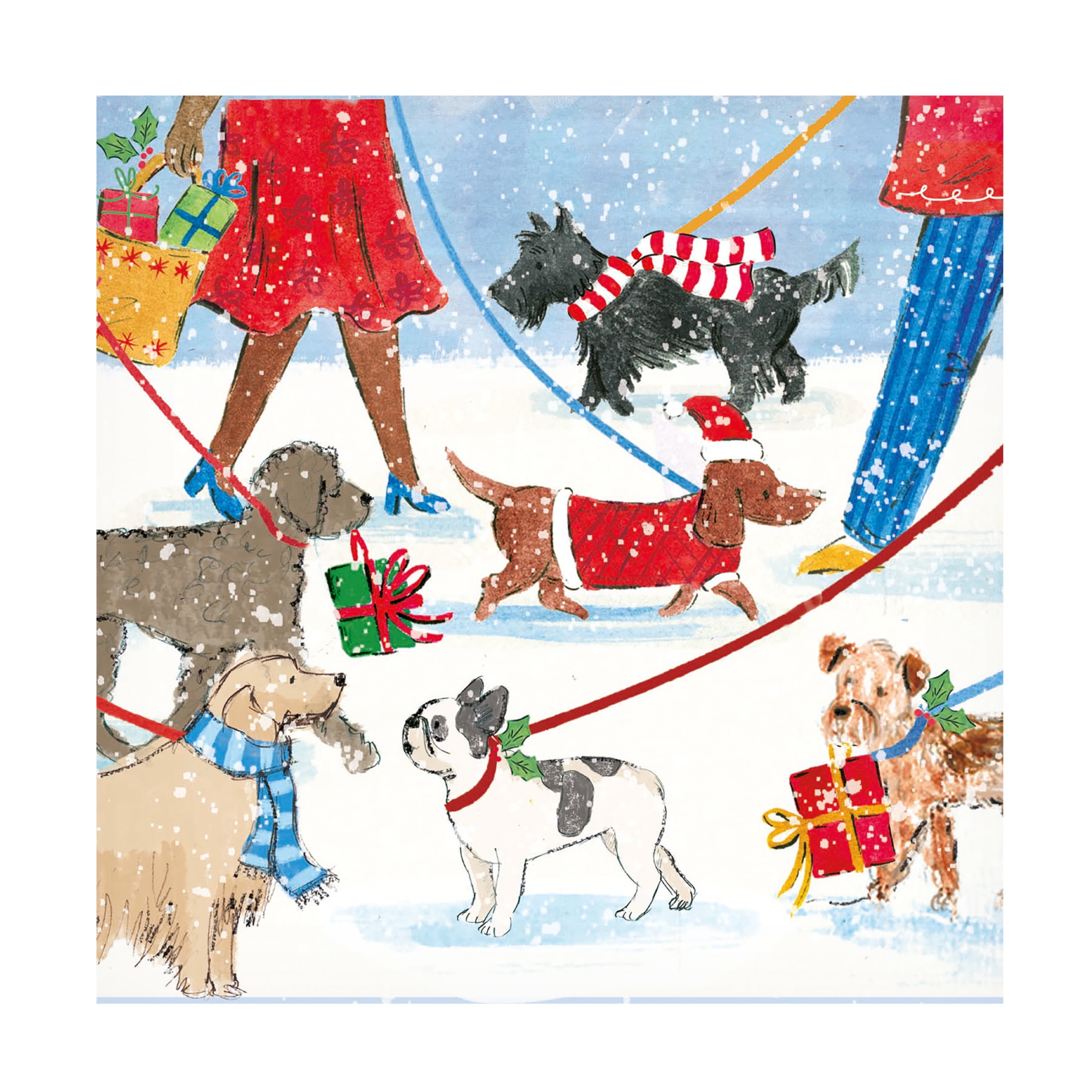 Canvas Wall Art - Paper Dove Co Ltd 'Walking Dogs' Wall Art for Living Room, Bedroom, or Office Décor by Trademark Fine Art - 24 x 24 Inches