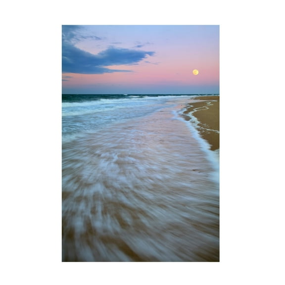 Canvas Wall Art - Patrick Zephyr 'Cape Cod Moonset' Wall Art for Living Room, Bedroom, or Office Décor by Trademark Fine Art - 16 x 24 Inches