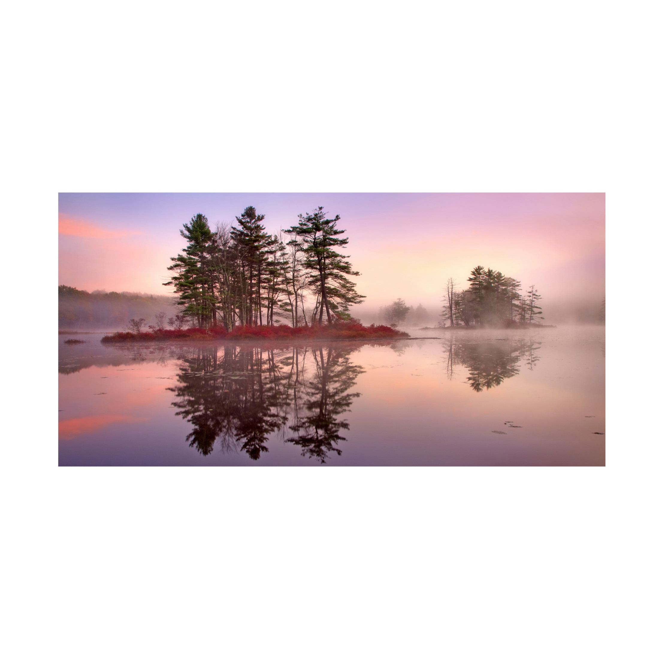 Canvas Wall Art - Patrick Zephyr 'Islands in The Pink' Wall Art for Living Room, Bedroom, or Office Décor by Trademark Fine Art - 47 x 24 Inches
