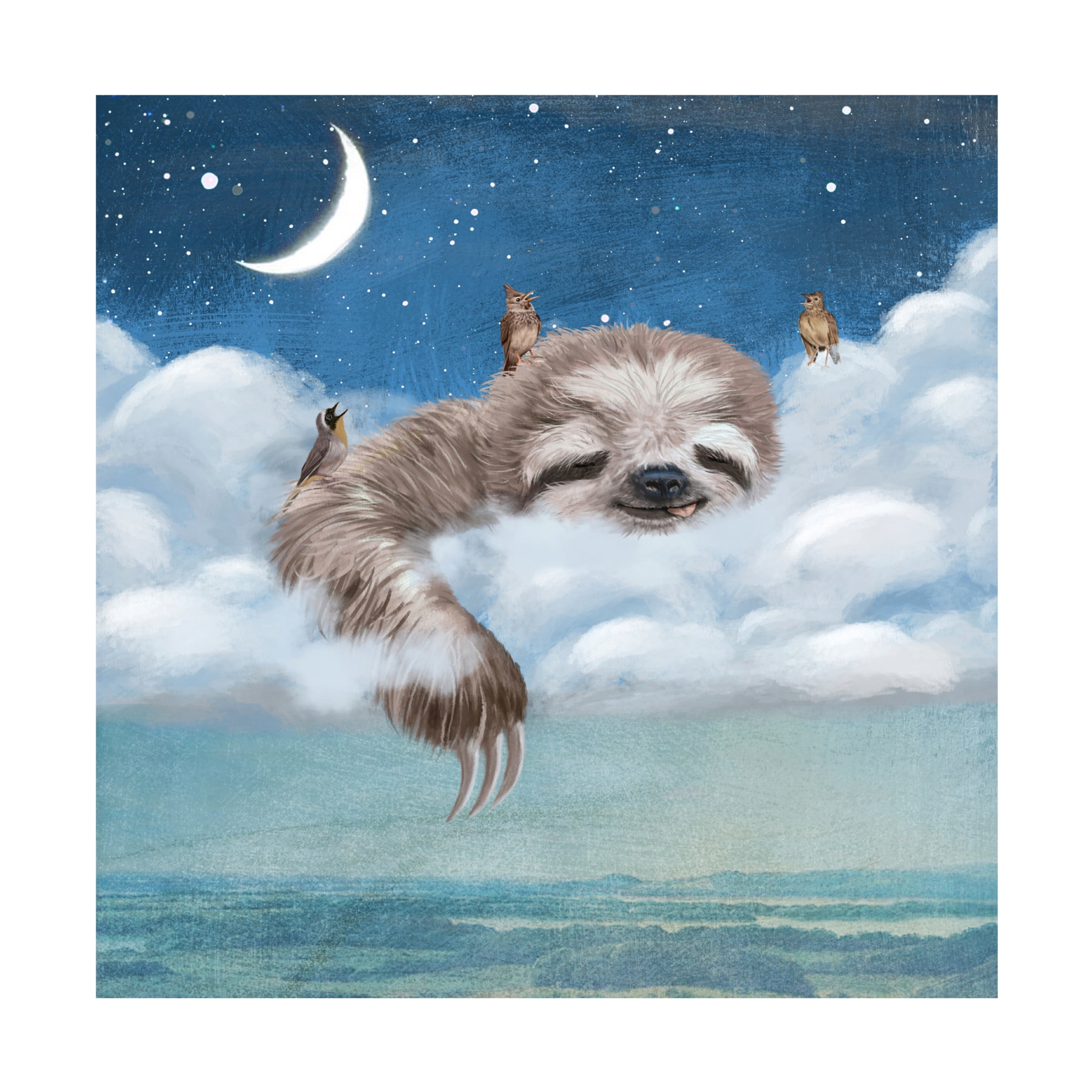 Canvas Wall Art - Paula Belle Flores 'A Sloths Dream' Wall Art for Living Room, Bedroom, or Office Décor by Trademark Fine Art - 35 x 35 Inches