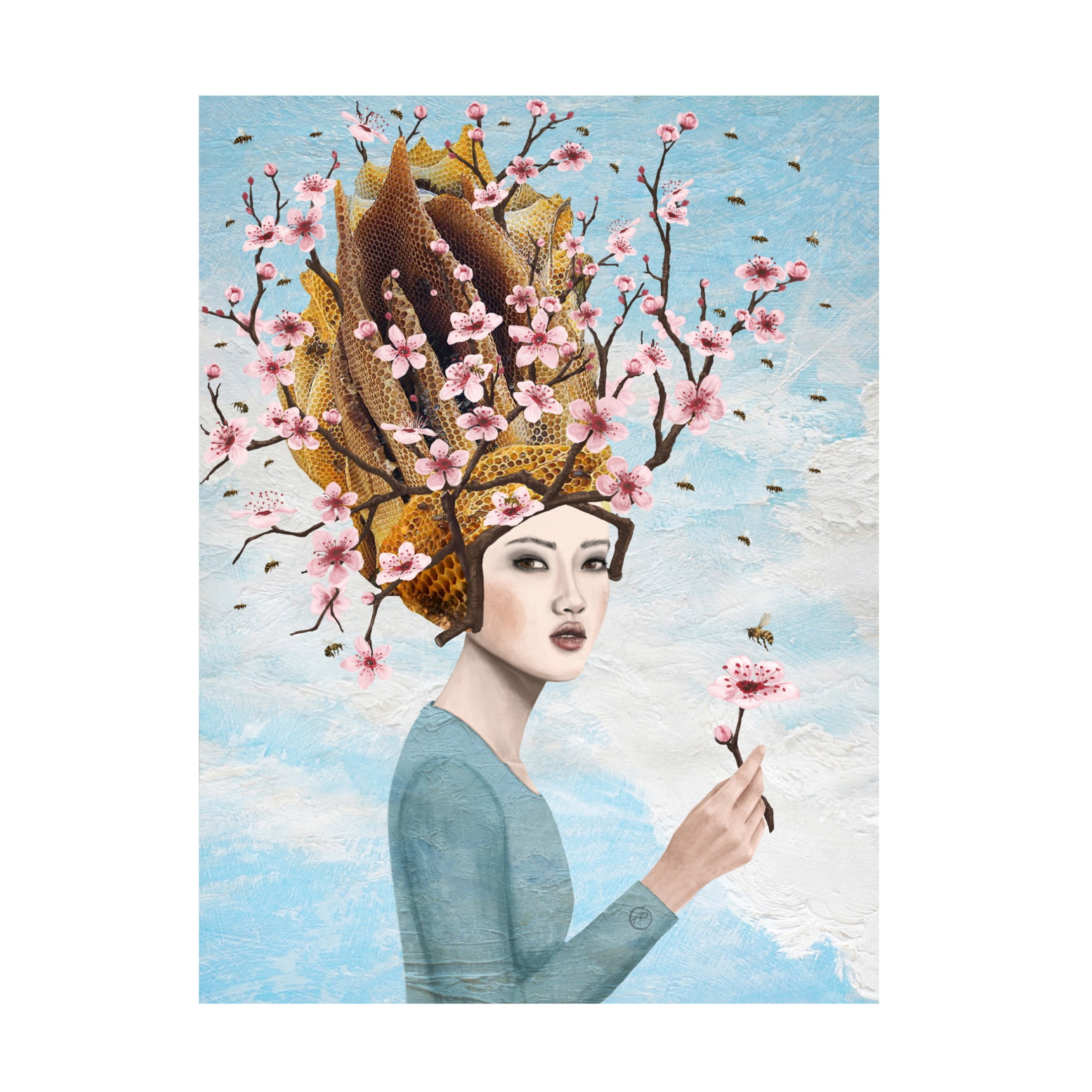 Canvas Wall Art - Paula Belle Flores 'Bee Lady' Wall Art for Living Room, Bedroom, or Office Décor by Trademark Fine Art - 14 x 19 Inches