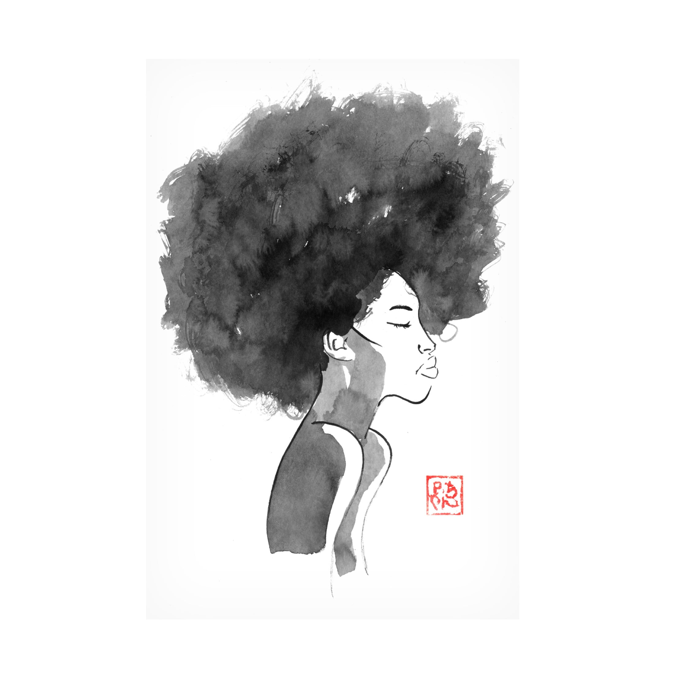 Canvas Wall Art - Pechane 'Afro Woman 2' Wall Art for Living Room, Bedroom, or Office Décor by Trademark Fine Art - 30 x 47 Inches