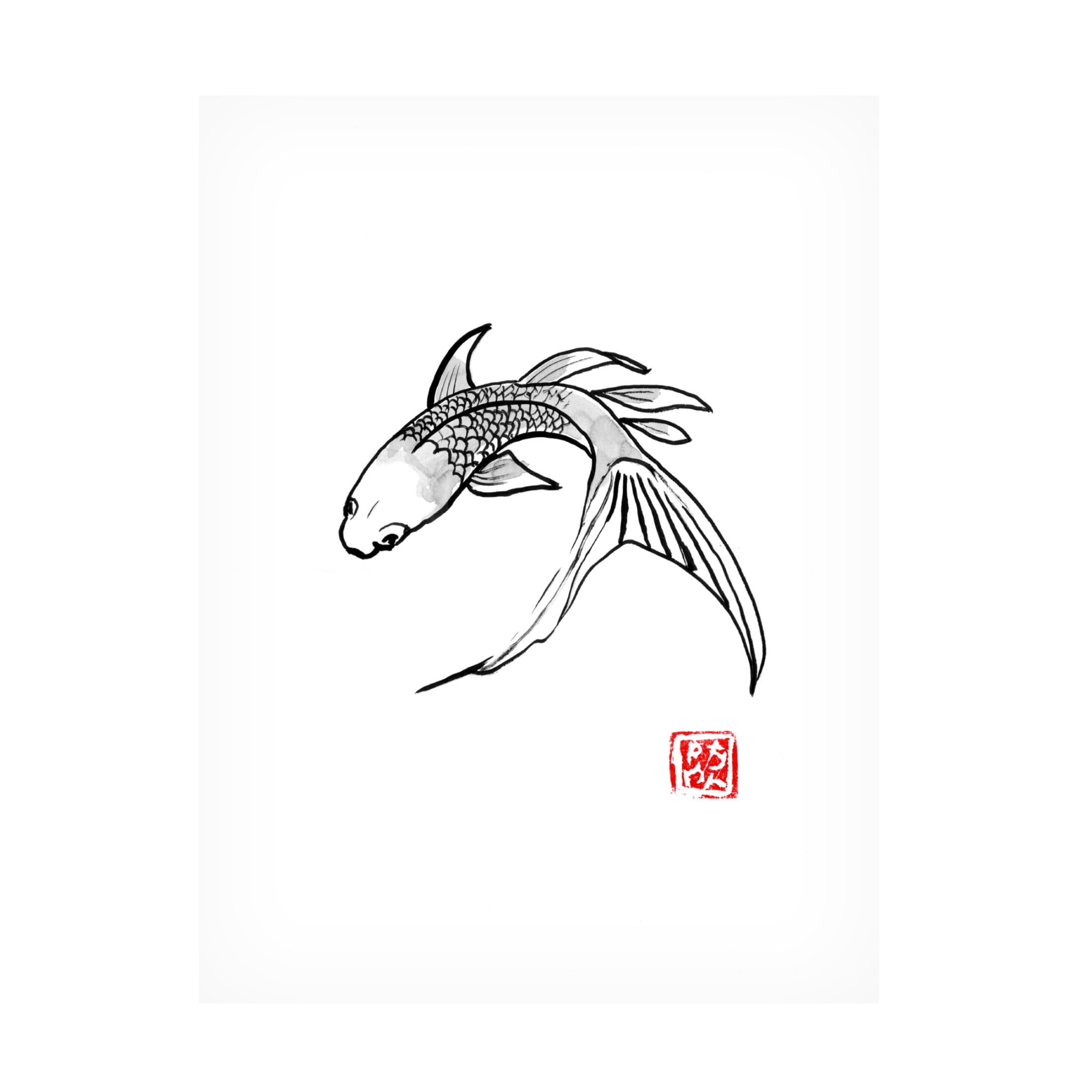 Canvas Wall Art - Pechane 'Carp Koi Turning' Wall Art for Living Room, Bedroom, or Office Décor by Trademark Fine Art - 24 x 32 Inches