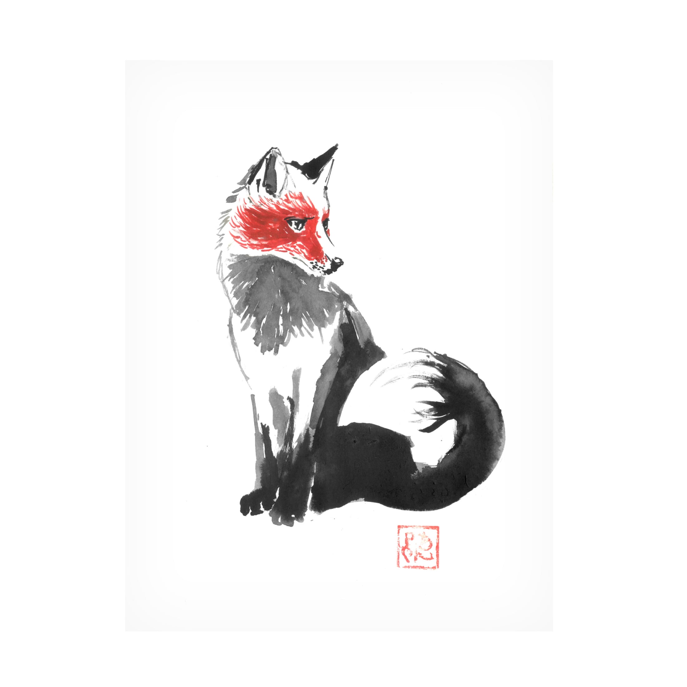 Canvas Wall Art - Pechane 'Fox' Wall Art for Living Room, Bedroom, or Office Décor by Trademark Fine Art - 35 x 47 Inches