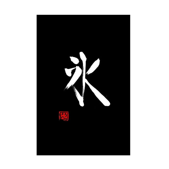 Canvas Wall Art - Pechane 'Ice Kanji White' Wall Art for Living Room, Bedroom, or Office Décor by Trademark Fine Art - 30 x 47 Inches