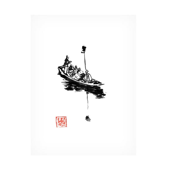 Canvas Wall Art - Pechane 'Japanese Smal Boat' Wall Art for Living Room, Bedroom, or Office Décor by Trademark Fine Art - 14 x 19 Inches