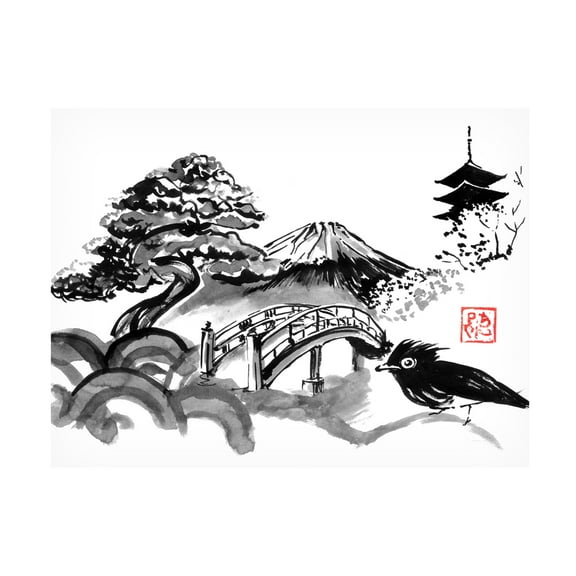 Canvas Wall Art - Pechane 'Jardin Zen' Wall Art for Living Room, Bedroom, or Office Décor by Trademark Fine Art - 24 x 18 Inches