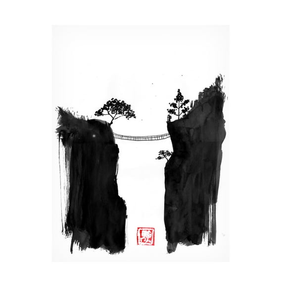 Canvas Wall Art - Pechane 'Monkey Bridge 2' Wall Art for Living Room, Bedroom, or Office Décor by Trademark Fine Art - 24 x 32 Inches