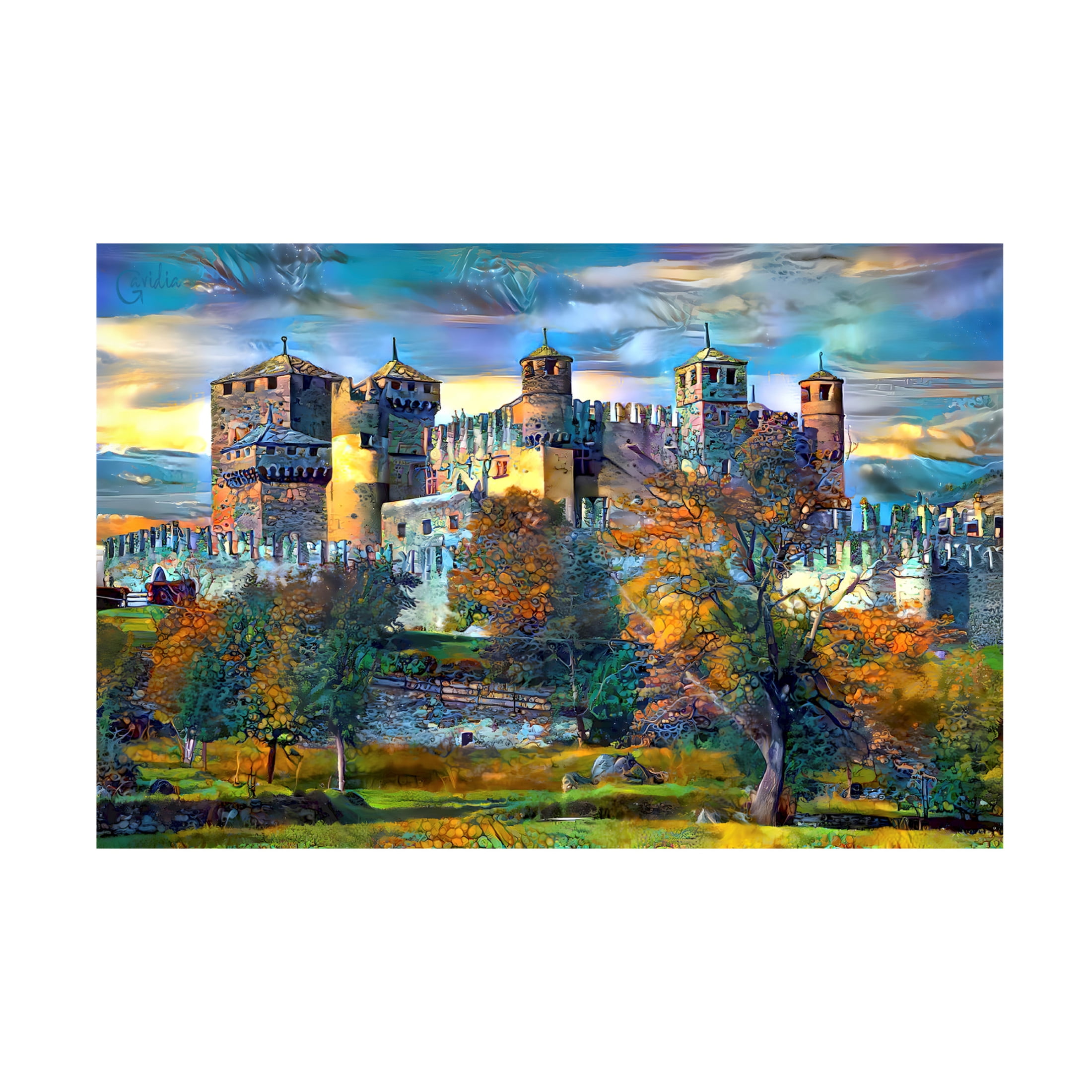 Canvas Wall Art - Pedro Gavidia 'Italy Aosta Valley Fenis Castle' Wall Art for Living Room, Bedroom, or Office Décor by Trademark Fine Art - 32 x 22 Inches
