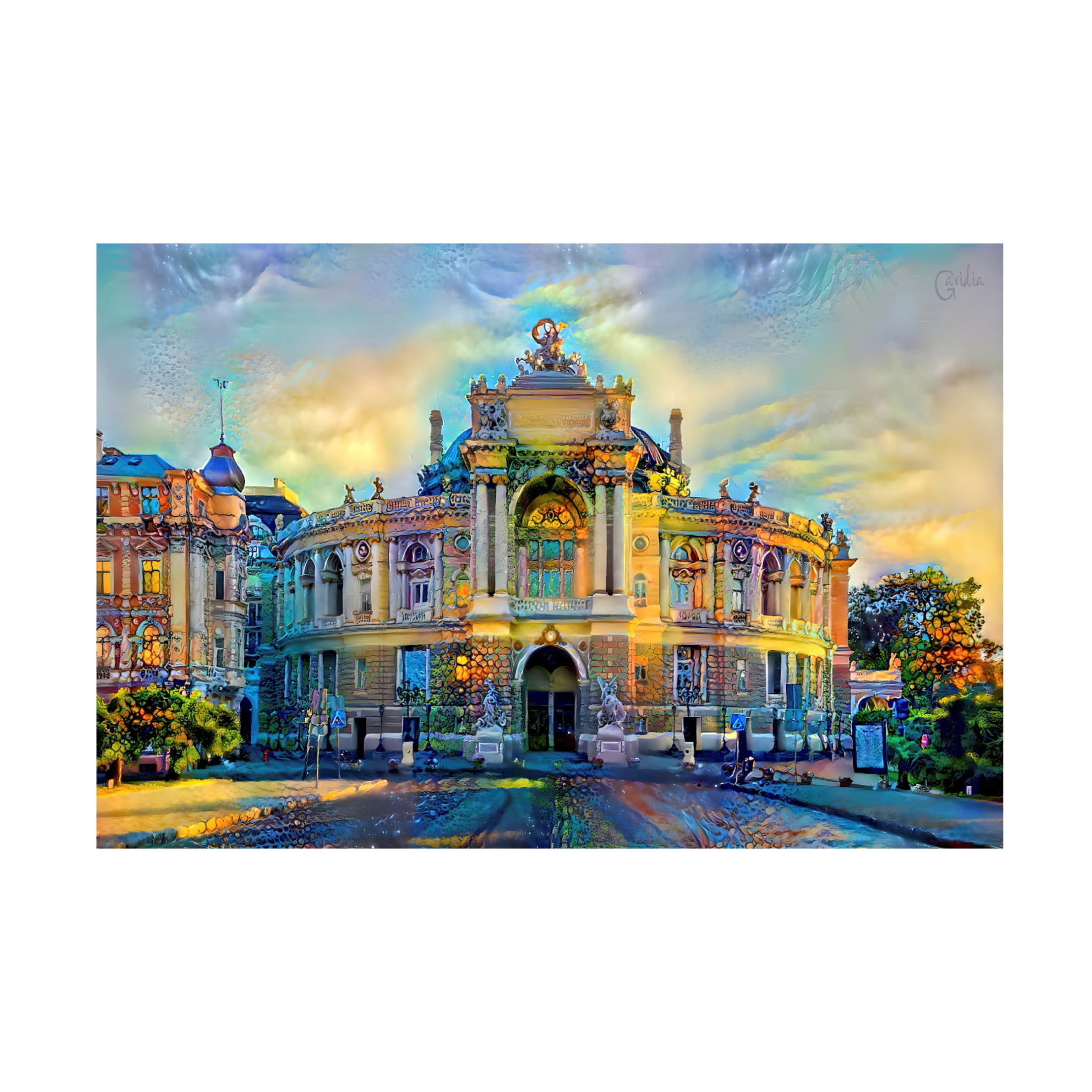 Canvas Wall Art - Pedro Gavidia 'Odessa Ukraine Opera and Ballet Theater' Wall Art for Living Room, Bedroom, or Office Décor by Trademark Fine Art - 32 x 22 Inches