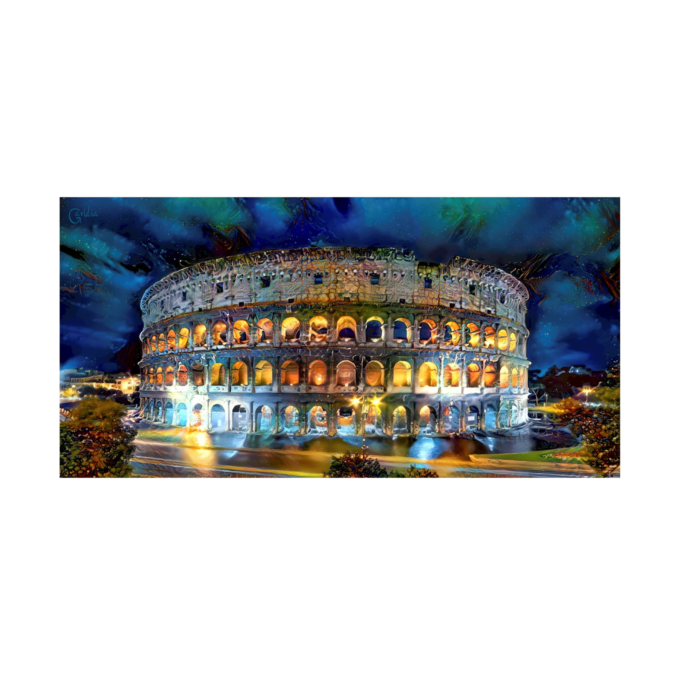 Canvas Wall Art - Pedro Gavidia 'Rome Italy Coliseo Night 2022' Wall Art for Living Room, Bedroom, or Office Décor by Trademark Fine Art - 24 x 12 Inches