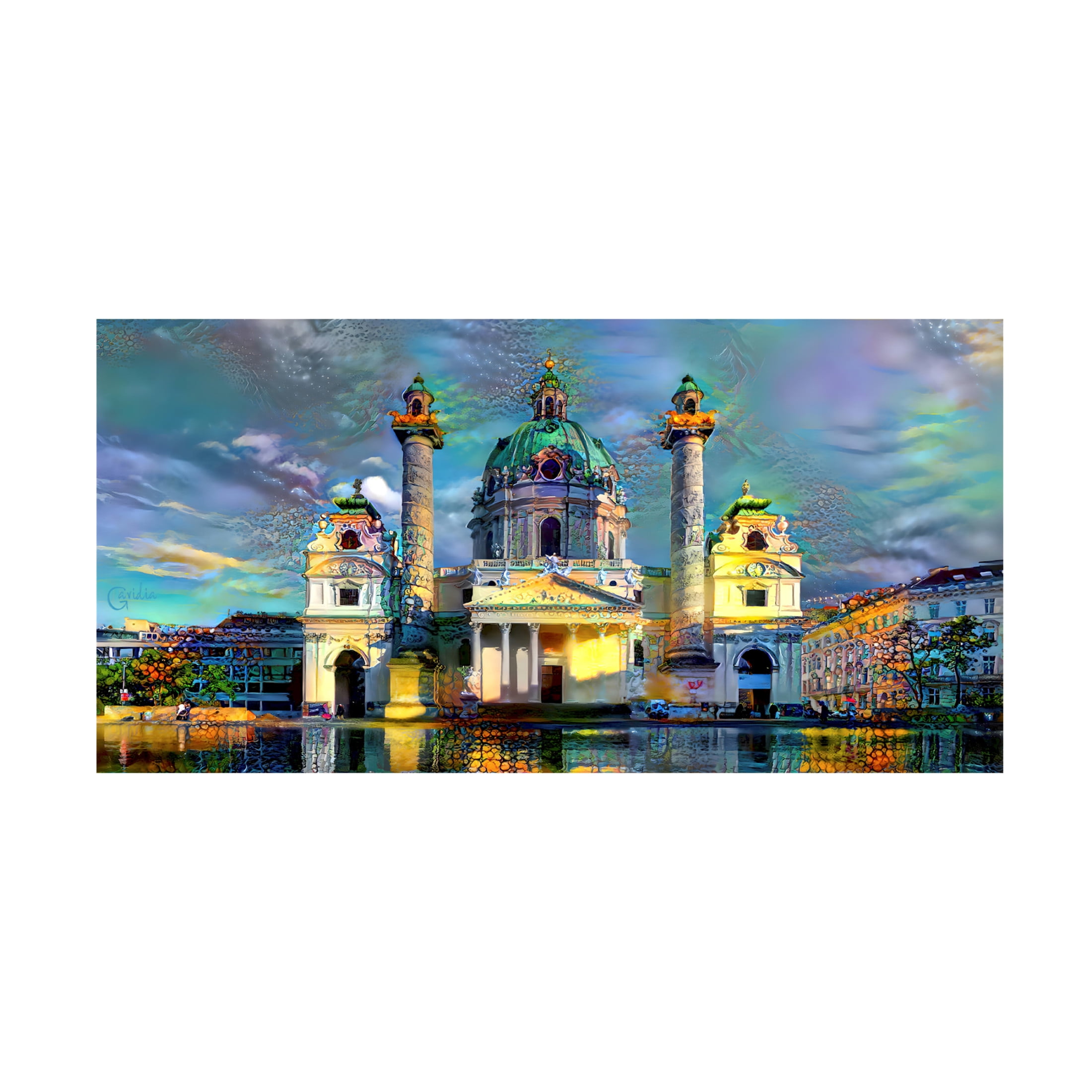 Canvas Wall Art - Pedro Gavidia 'Vienna Austria Karlskirche' Wall Art for Living Room, Bedroom, or Office Décor by Trademark Fine Art - 24 x 12 Inches