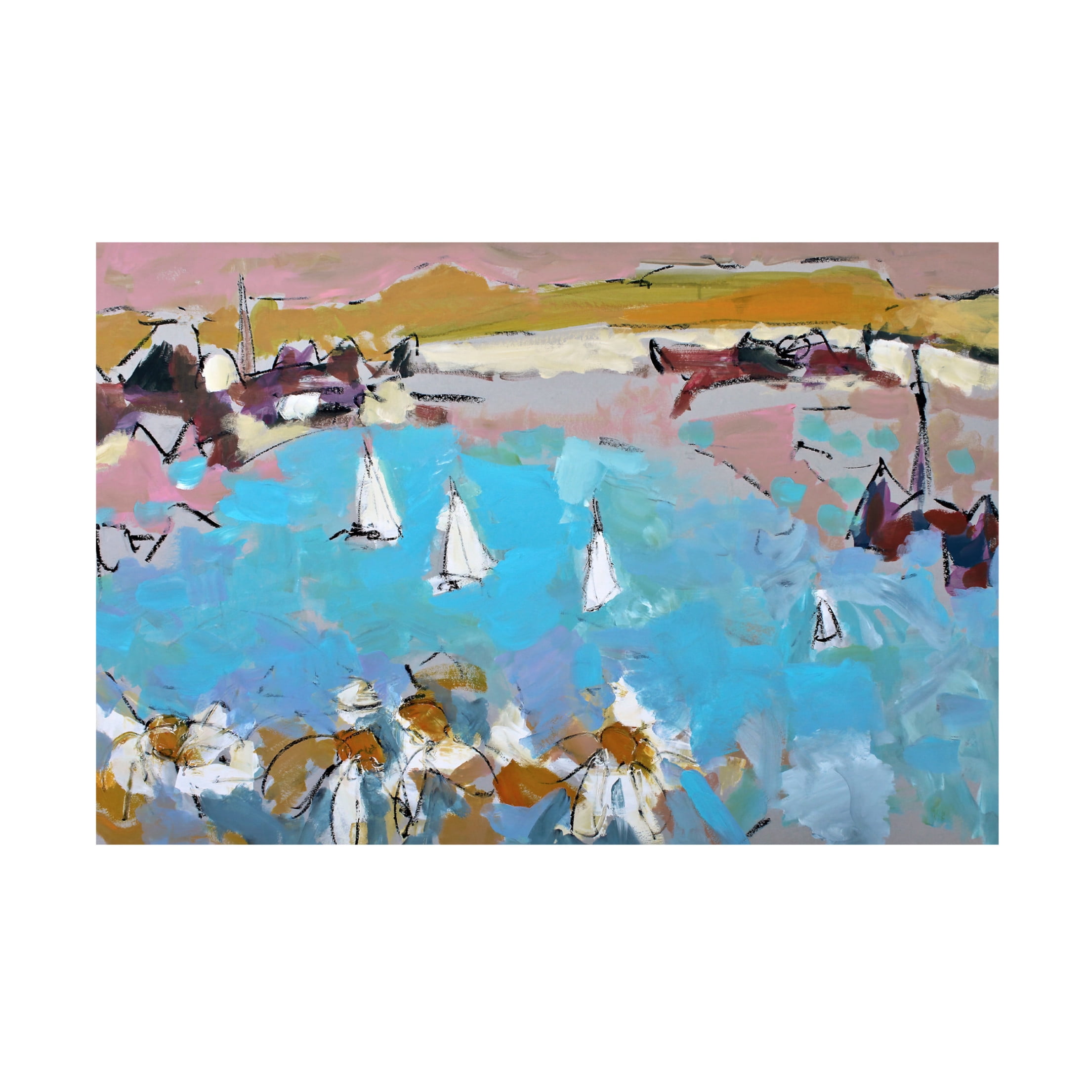 Canvas Wall Art - Per Anders 'Daisies and Sails' Wall Art for Living Room, Bedroom, or Office Décor by Trademark Fine Art - 24 x 16 Inches