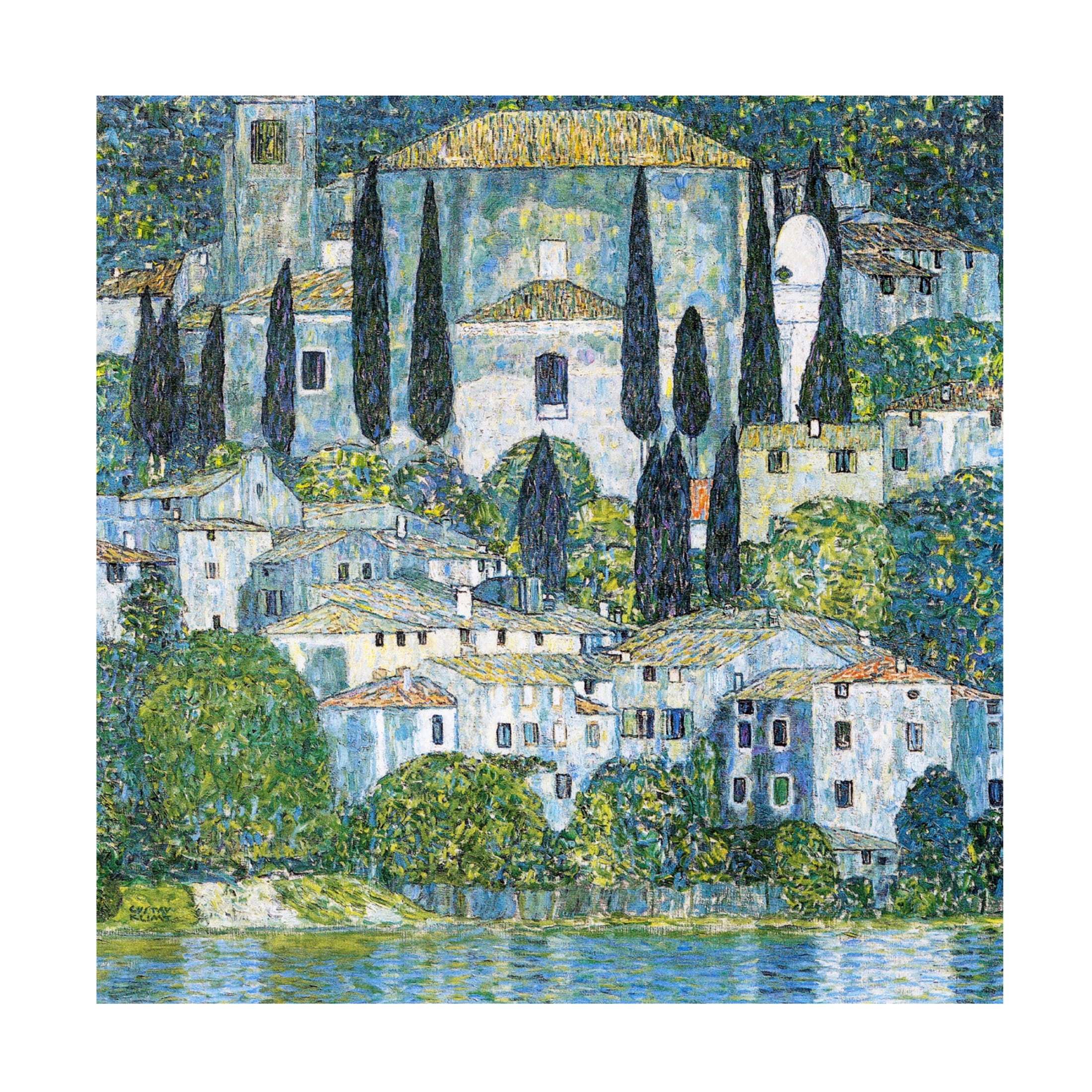 Canvas Wall Art - Pictufy 'Kirche In Cassone 1913' Wall Art for Living Room, Bedroom, or Office Décor by Trademark Fine Art - 18 x 18 Inches