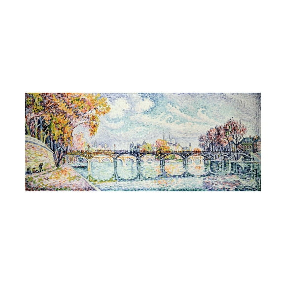 Canvas Wall Art - Pictufy  'Le Pont Des Arts 1928' Wall Art for Living Room, Bedroom, or Office D?cor by Trademark Fine Art - 19 x 8 Inches
