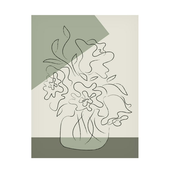 Canvas Wall Art - Pictufy Studio II 'Flower Green' Wall Art for Living Room, Bedroom, or Office Décor by Trademark Fine Art - 24 x 32 Inches