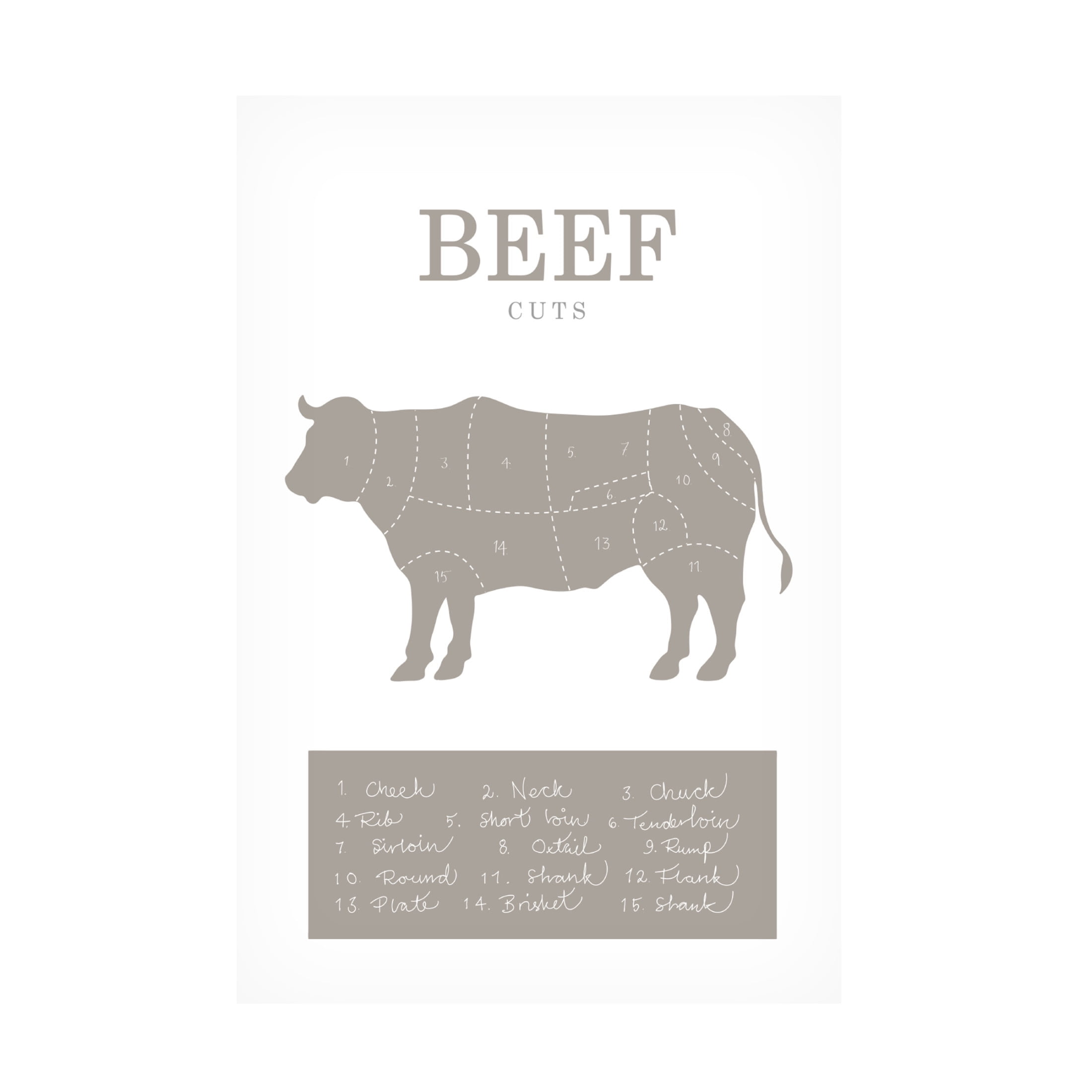 Canvas Wall Art - Pictufy Studio Ii 'Beef Cuts' Wall Art for Living Room, Bedroom, or Office Décor by Trademark Fine Art - 16 x 24 Inches