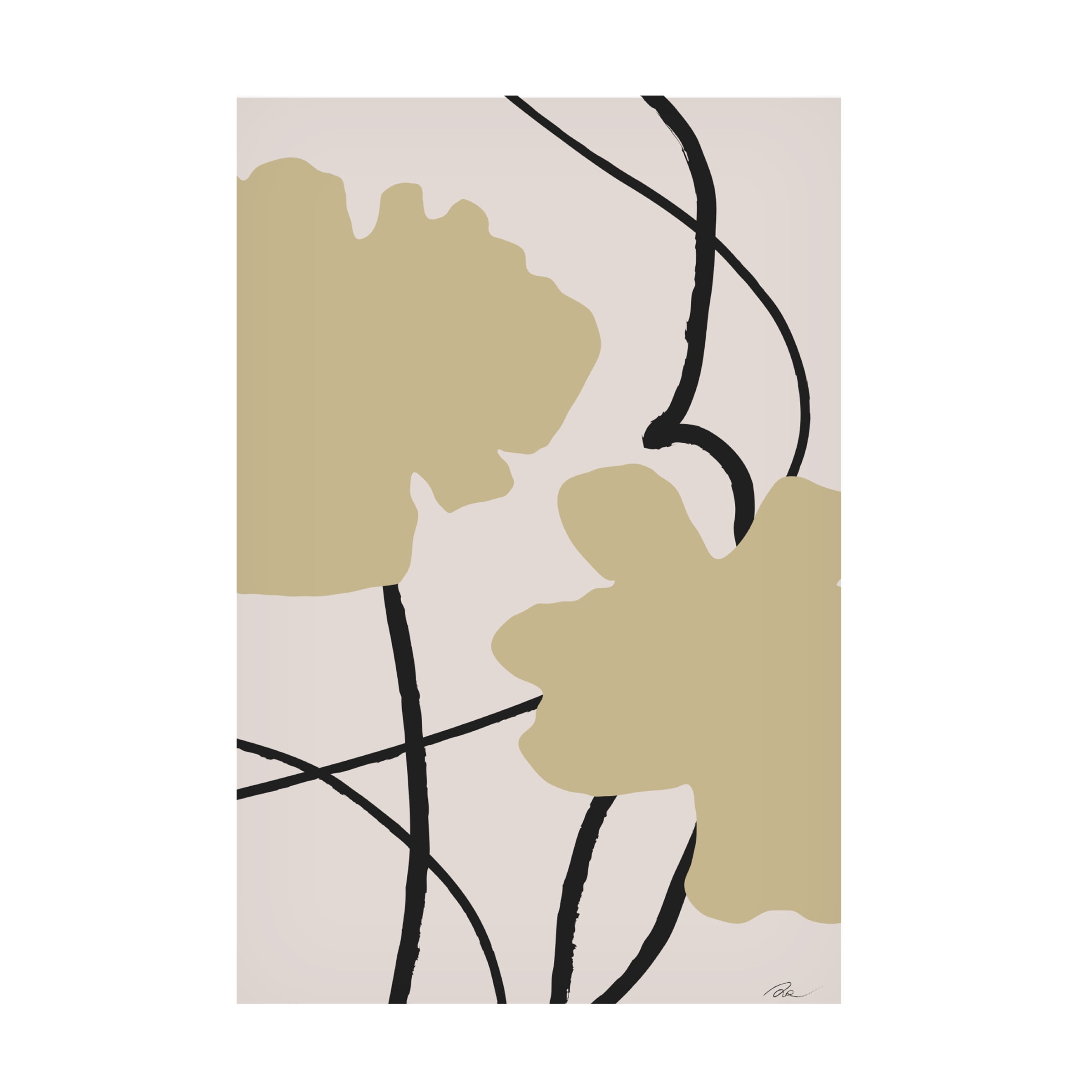 Canvas Wall Art - Pictufy Studio Ii 'Beige Flowers 02' Wall Art for Living Room, Bedroom, or Office DÃ©cor by Trademark Fine Art - 16 x 24 Inches