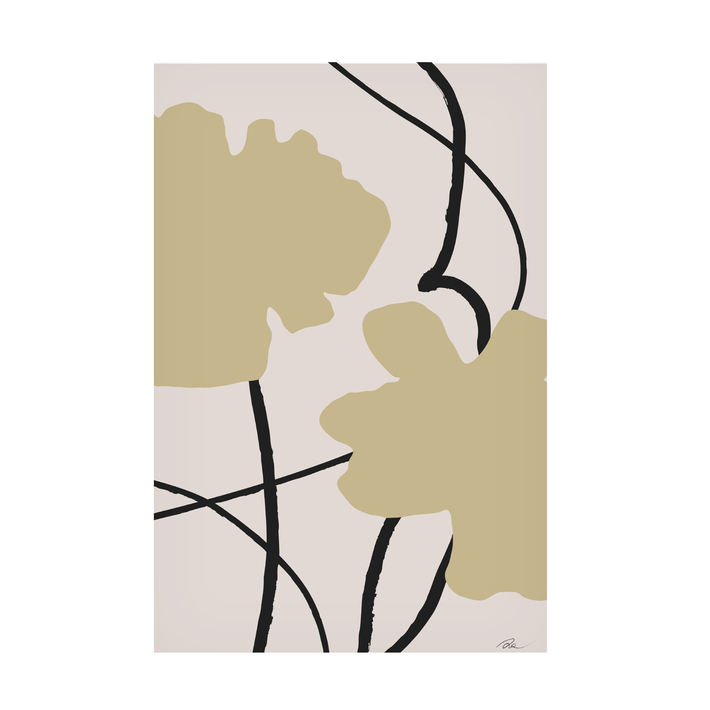 Canvas Wall Art - Pictufy Studio Ii 'Beige Flowers 02' Wall Art for Living Room, Bedroom, or Office DÃ©cor by Trademark Fine Art - 22 x 32 Inches