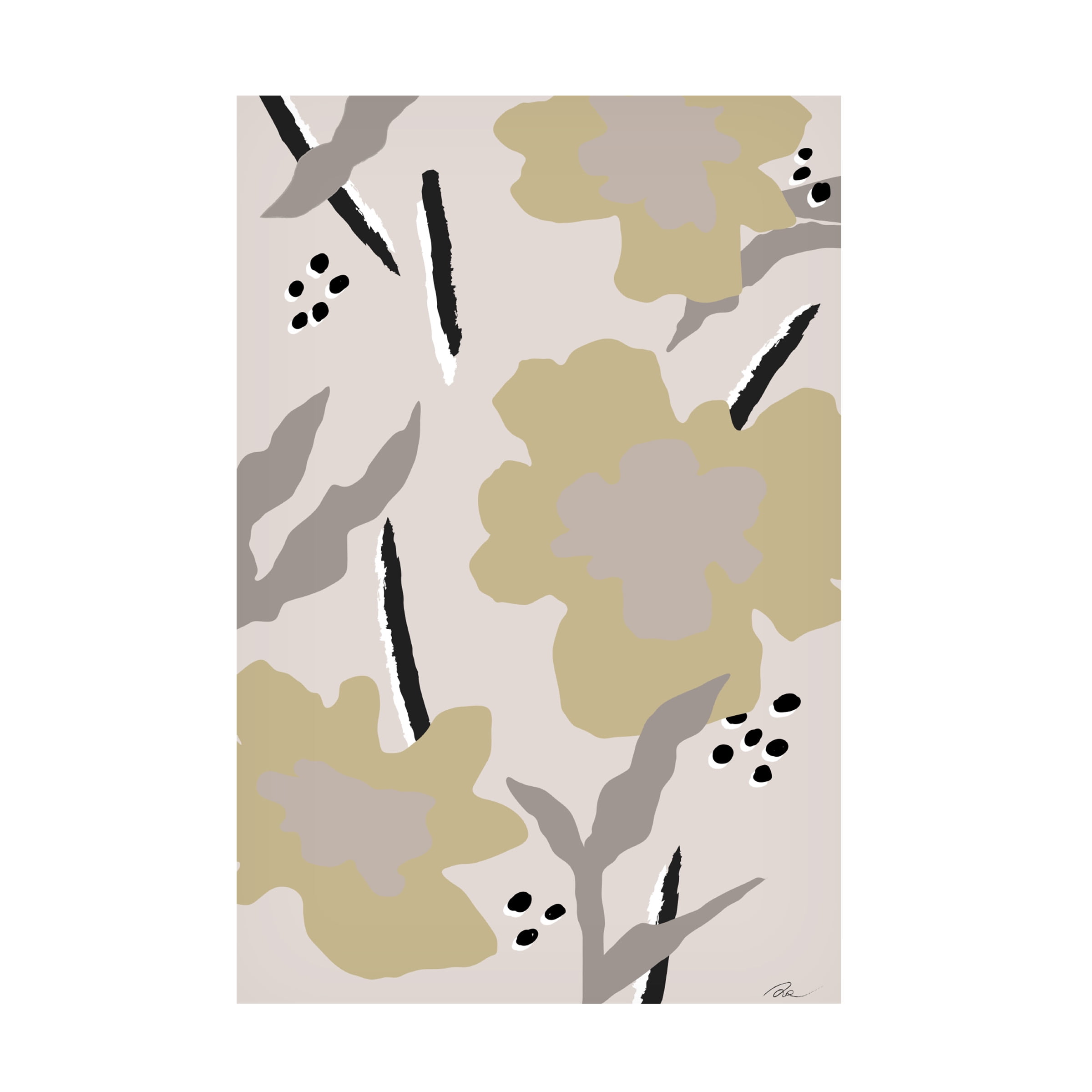Canvas Wall Art - Pictufy Studio Ii 'Beige Flowers' Wall Art for Living Room, Bedroom, or Office DÃ©cor by Trademark Fine Art - 12 x 19 Inches