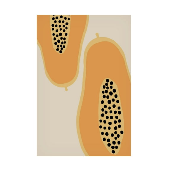 Canvas Wall Art - Pictufy Studio Ii 'Papaya Fruit' Wall Art for Living Room, Bedroom, or Office Décor by Trademark Fine Art - 16 x 24 Inches