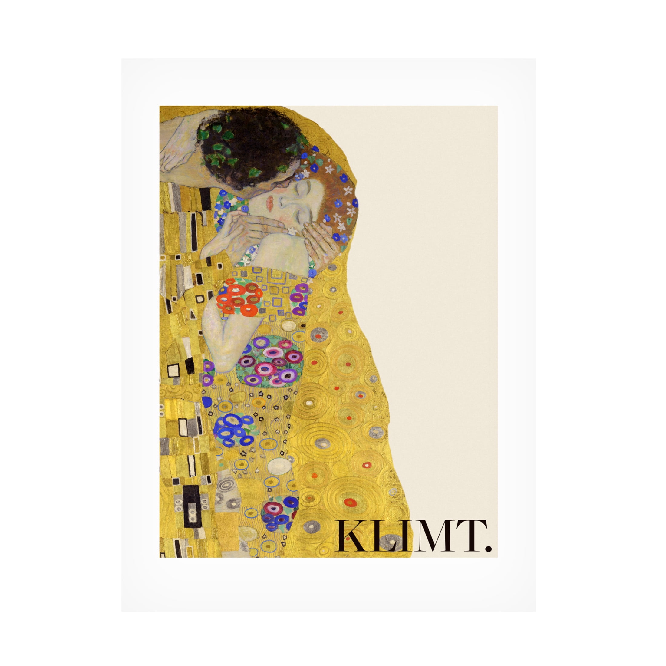 Canvas Wall Art - Pictufy  'The Kiss 1907A1908 Special Poster Crop' Wall Art for Living Room, Bedroom, or Office D?cor by Trademark Fine Art - 18 x 24 Inches