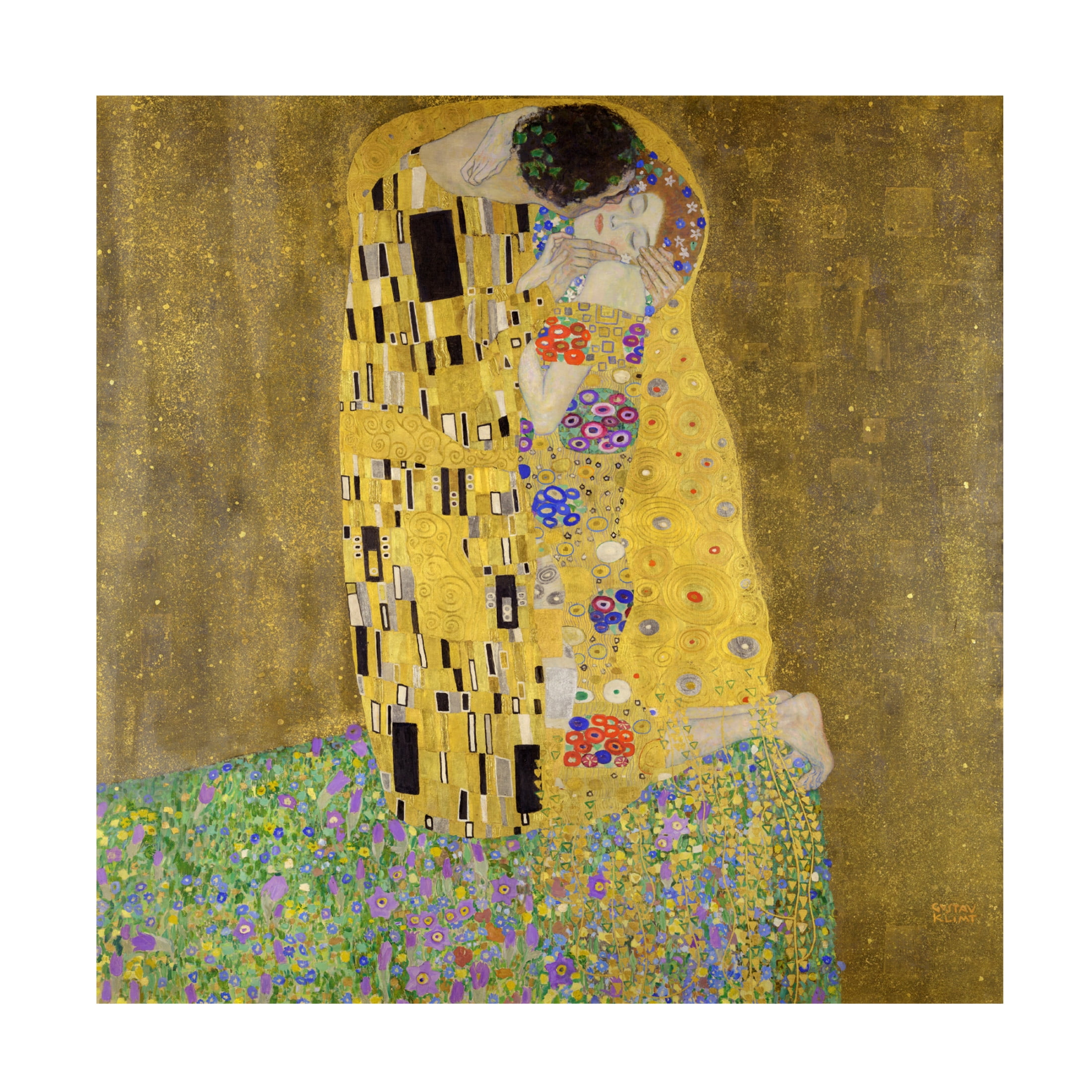 Canvas Wall Art - Pictufy 'The Kiss 1907A1908' Wall Art for Living Room, Bedroom, or Office Décor by Trademark Fine Art - 14 x 14 Inches