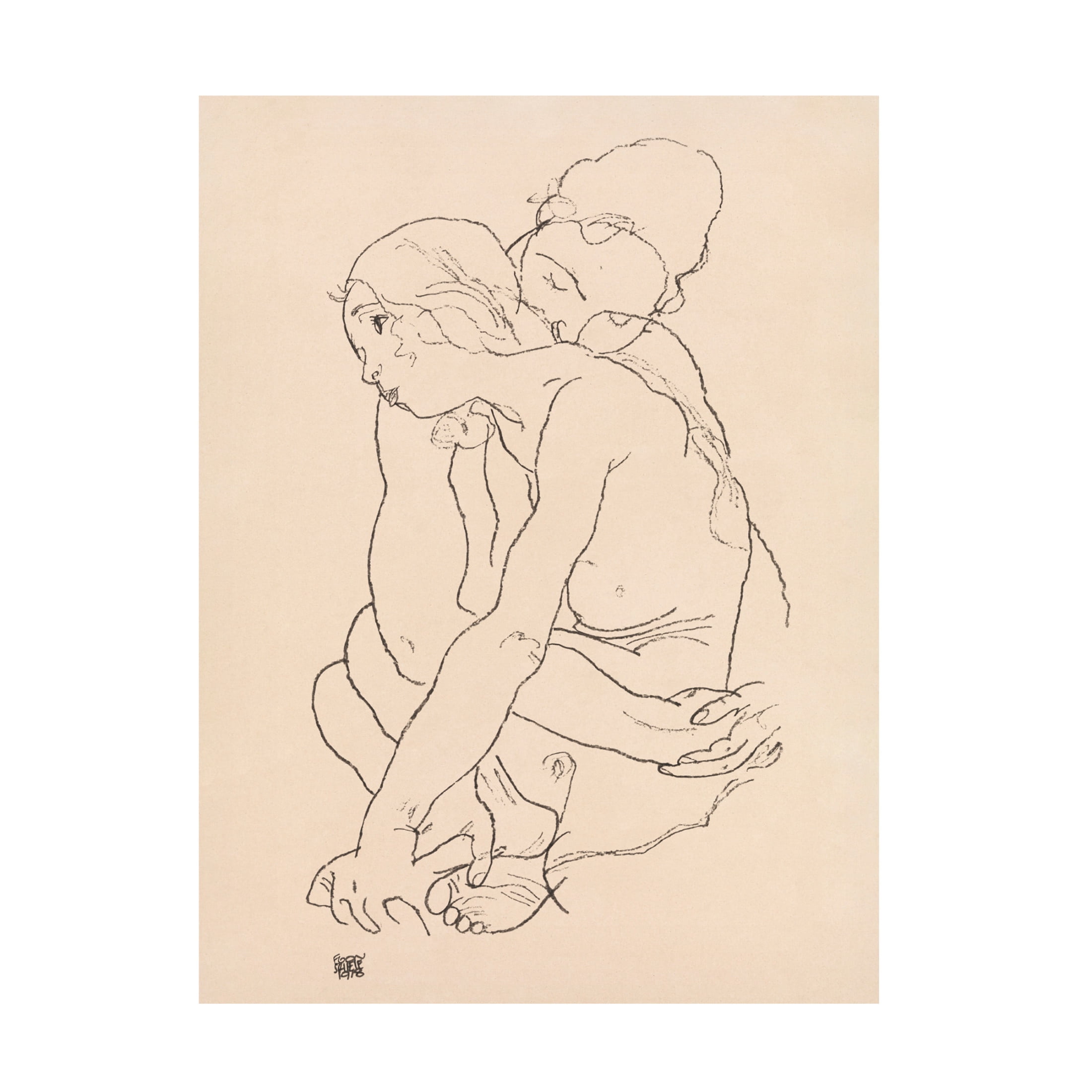 Canvas Wall Art - Pictufy 'Woman And Girl Embracing 1918' Wall Art for Living Room, Bedroom, or Office Décor by Trademark Fine Art - 35 x 47 Inches