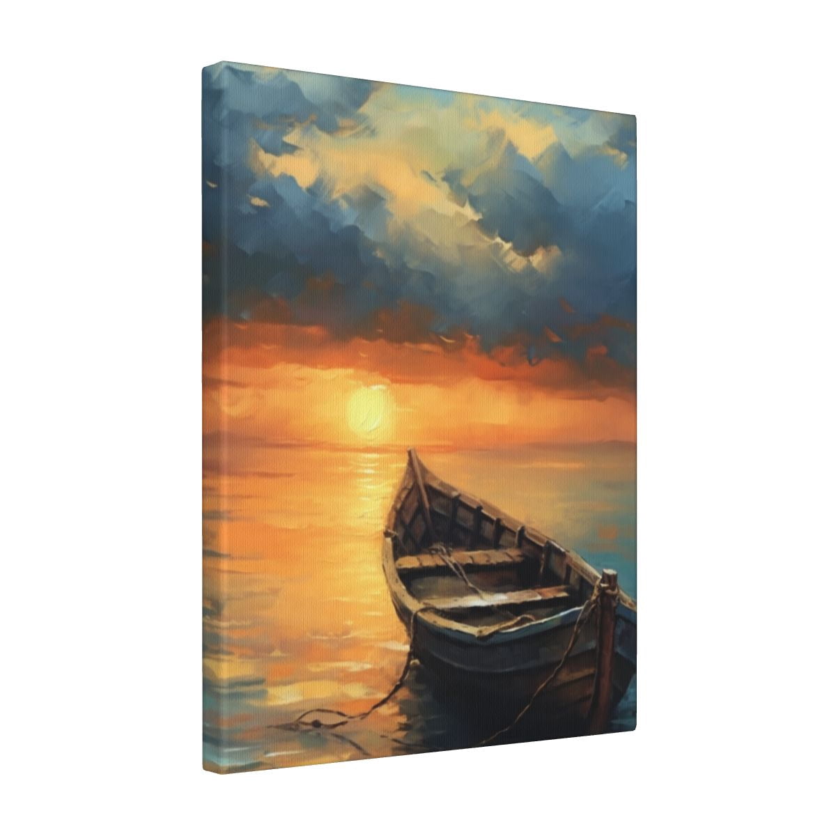 Canvas Wall Art Picture Blue Mountain Sky Natural Landscape Boat ...