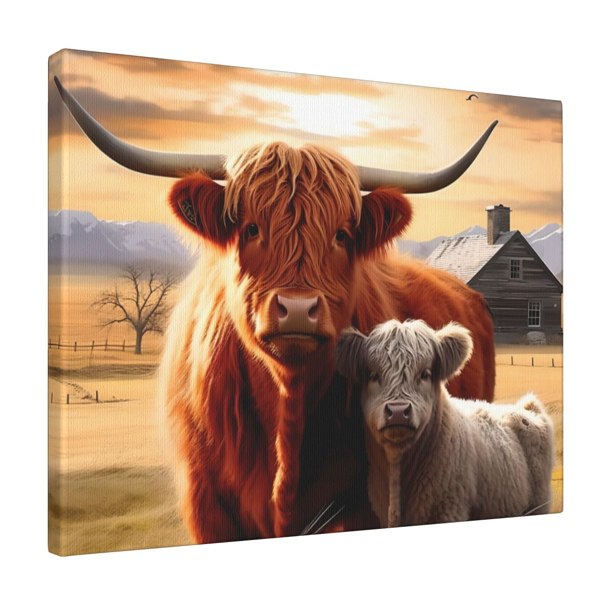 Canvas Wall Art Picture Highland Cow Canvas Wall Art for Living Room