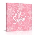 thumbnail image 1 of Canvas Wall Art, Pink Christmas Framed Canvas Prints for Bathroom Kitchen, Winter Xmas White Snowflakes Texture Gallery Wrapped Wall Decor for Home Office, Gifts, 10"x10" Ship Next Day, 1 of 9