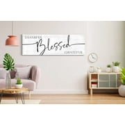 Canvas Wall Art Print Thankful Grateful And Blessed Sign Poster Painting For Master Bedroom Over Bed Wall Decor Couple Wedding Gift