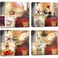 thumbnail image 1 of Canvas Wall Art Prints Decor Abstract Vintage Style Fcity Landmarks 4 Pieces Framed Vintage Picture Ready to Hang Family Wall Decor for Living Room Bathroom Kitchen Bedroom Dining Room Office, 1 of 6