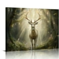 thumbnail image 1 of Canvas Wall Art Prints Deer Walking in the Forest Picture Winter Scene Artwork for Holiday Decor, 1 of 4