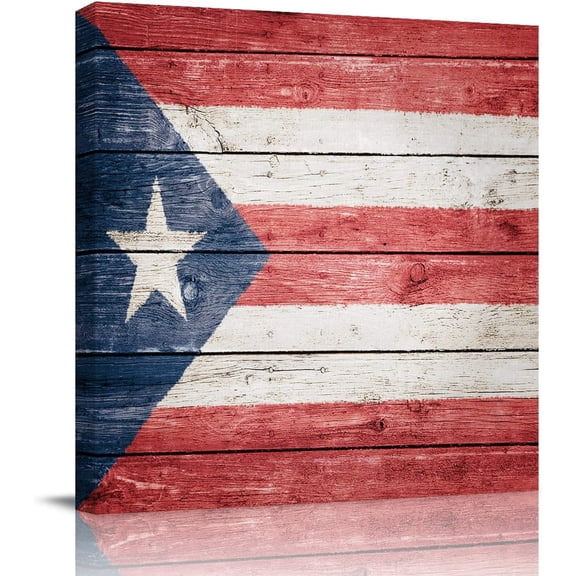 Canvas Wall Art Puerto Rico Flag Picture Modern Artwork Printed on Canvas - Oil Painting for Wall Decor - Stretched and Framed Ready to Hang(12" x 12")