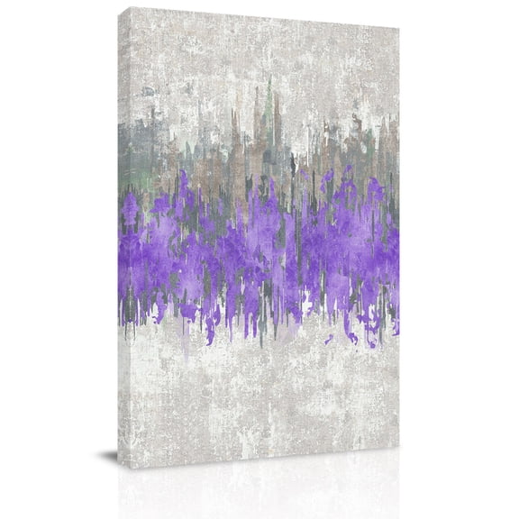 Canvas Wall Art, Purple Grey Abstract Framed Canvas Prints for Bathroom Hallway, Gradient Geometric Graffiti Modern Art Small Gallery Wrapped Wall Decor for Home Office, Gifts, 8"x10" Ship Next Day