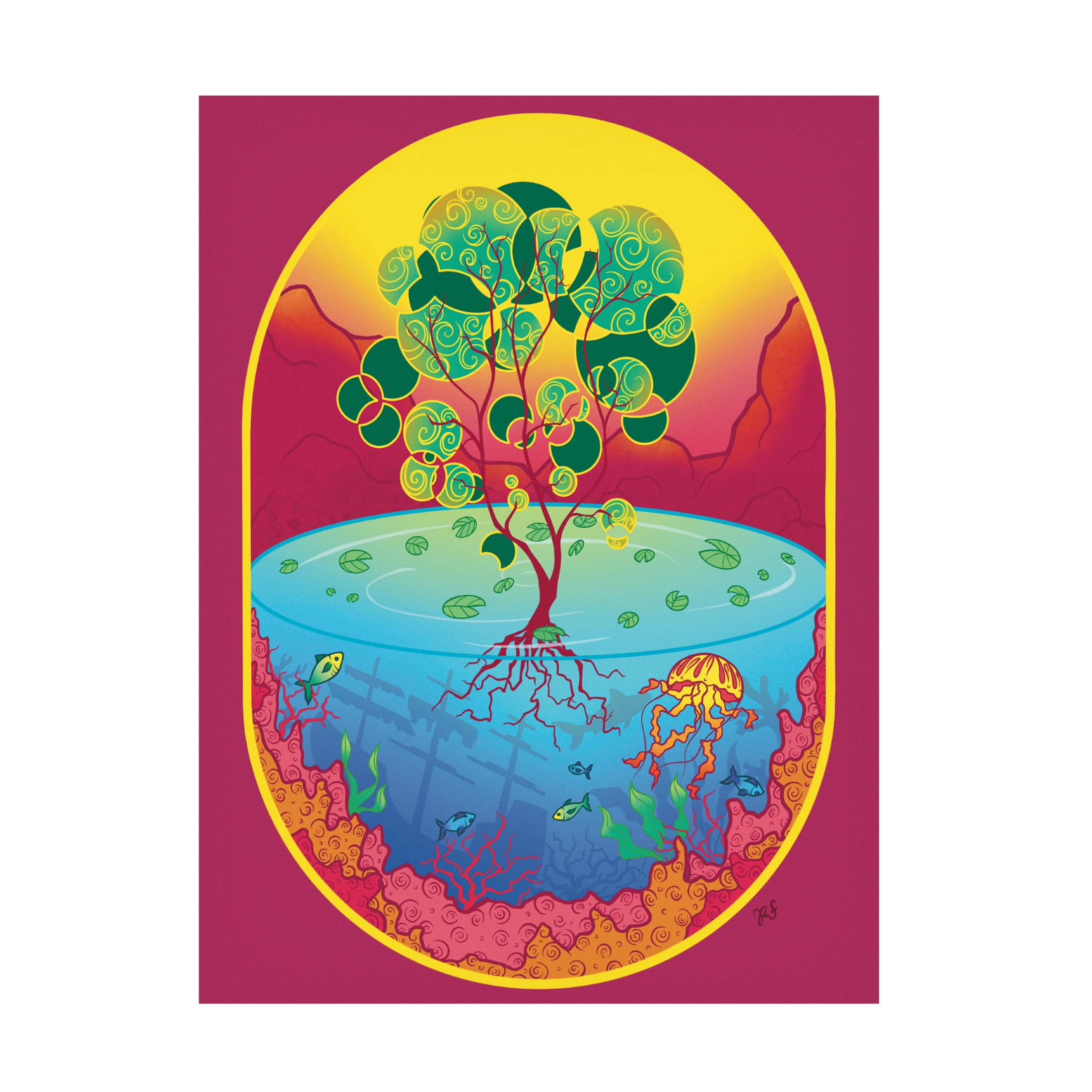 Canvas Wall Art - Rachel Feirman 'Floating Oasis' Wall Art for Living Room, Bedroom, or Office Décor by Trademark Fine Art - 18 x 24 Inches